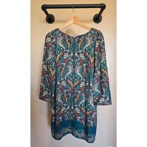 Massimo Dutti green floral‎ lined dress women's size 6 (40)